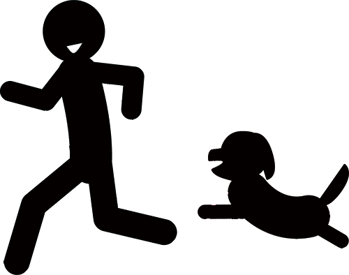 走る人と犬